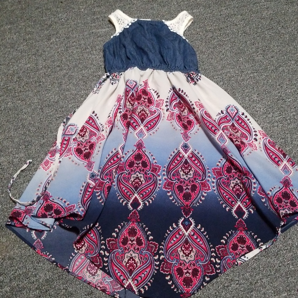 Sz 7 asymmetrical hankercheif dress sleeveless